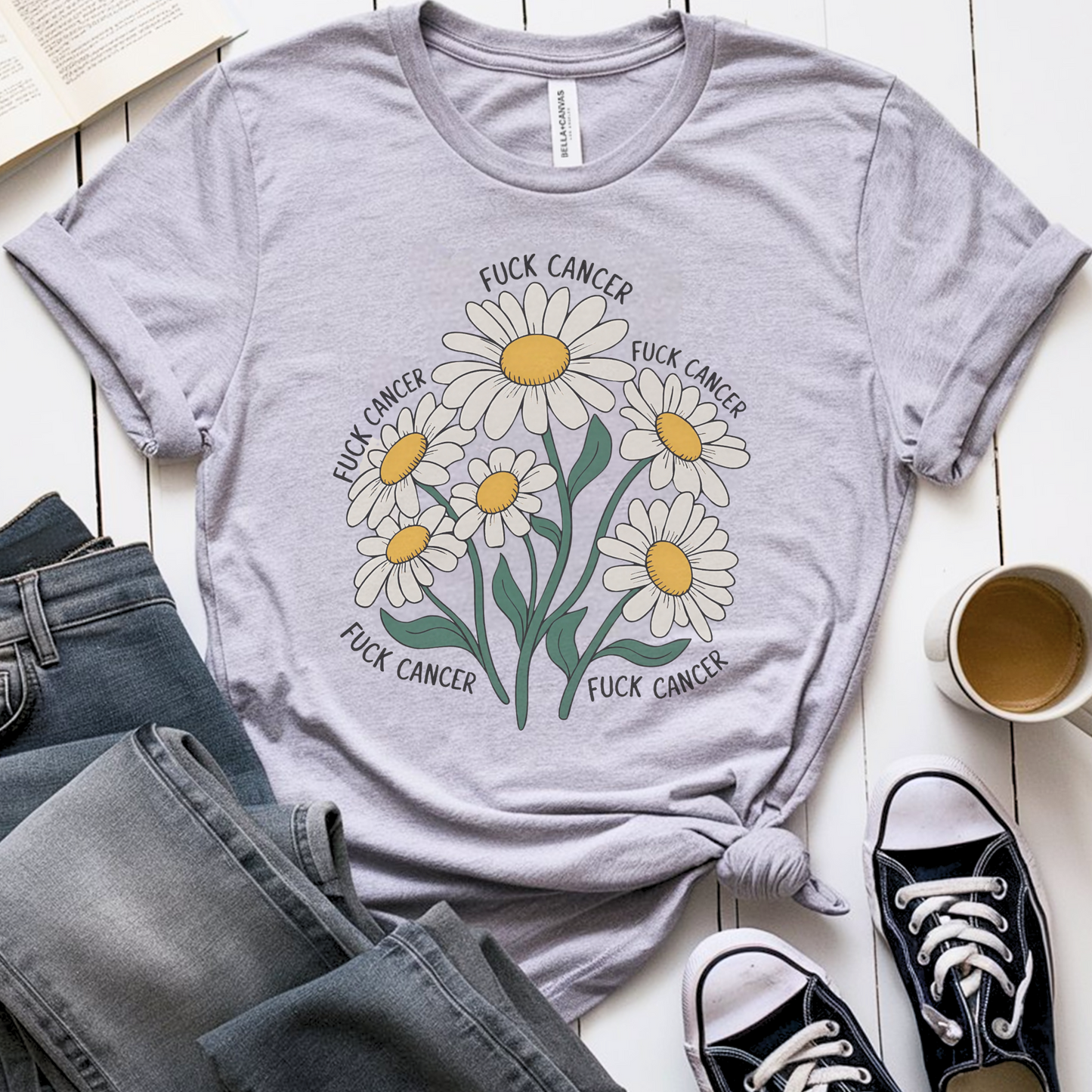 F. Cancer Daisy🎗️ Cancer Support T-shirt