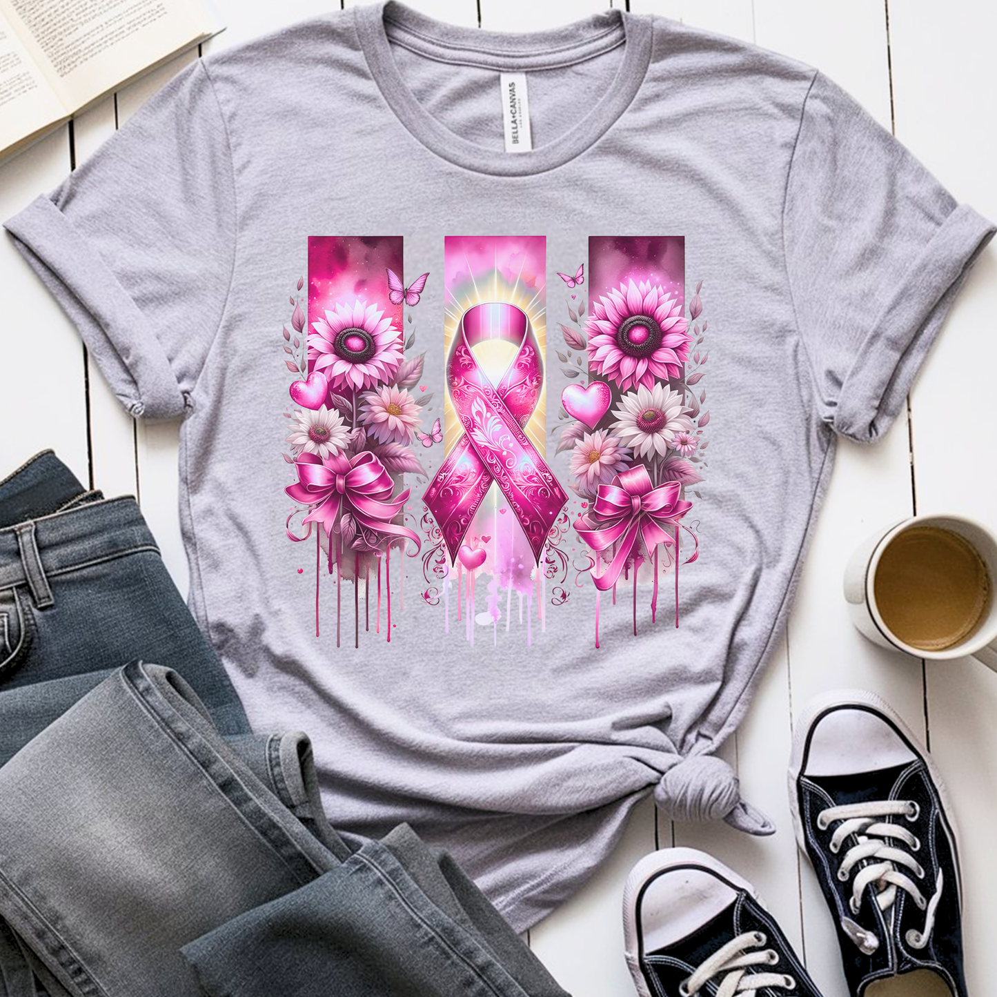 Breast Flowers🎗️ Cancer Support T-shirt