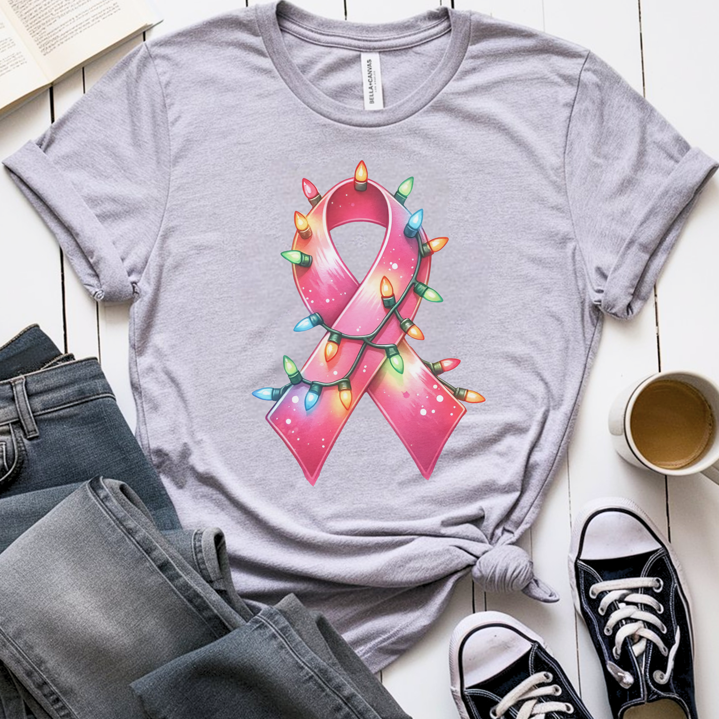 Light Ribbon🎗️ Cancer Support T-shirt (Christmas Limited Edition)