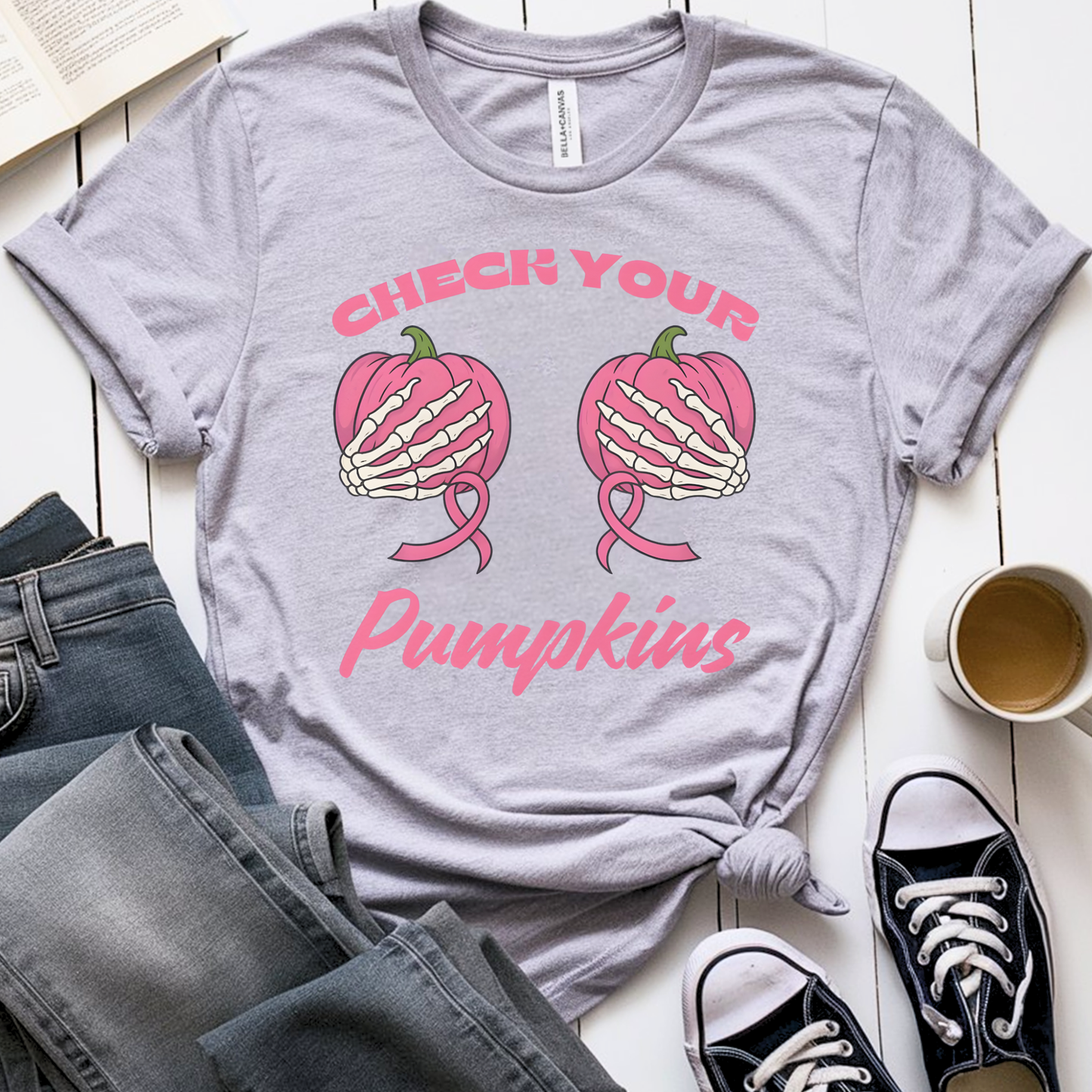 Check Pumpkins🎗️ Cancer Support T-shirt