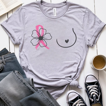 Breast (Flower on RIGHT side)🎗️ Cancer Support T-shirt