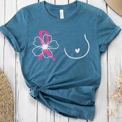 Breast (Flower on RIGHT side)🎗️ Cancer Support T-shirt