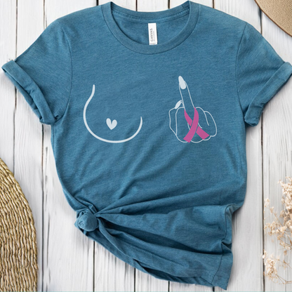 Breast (Middle finger Left Side)🎗️ Cancer Support T-shirt