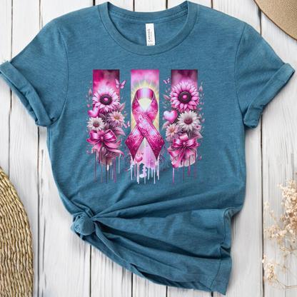 Breast Flowers🎗️ Cancer Support T-shirt