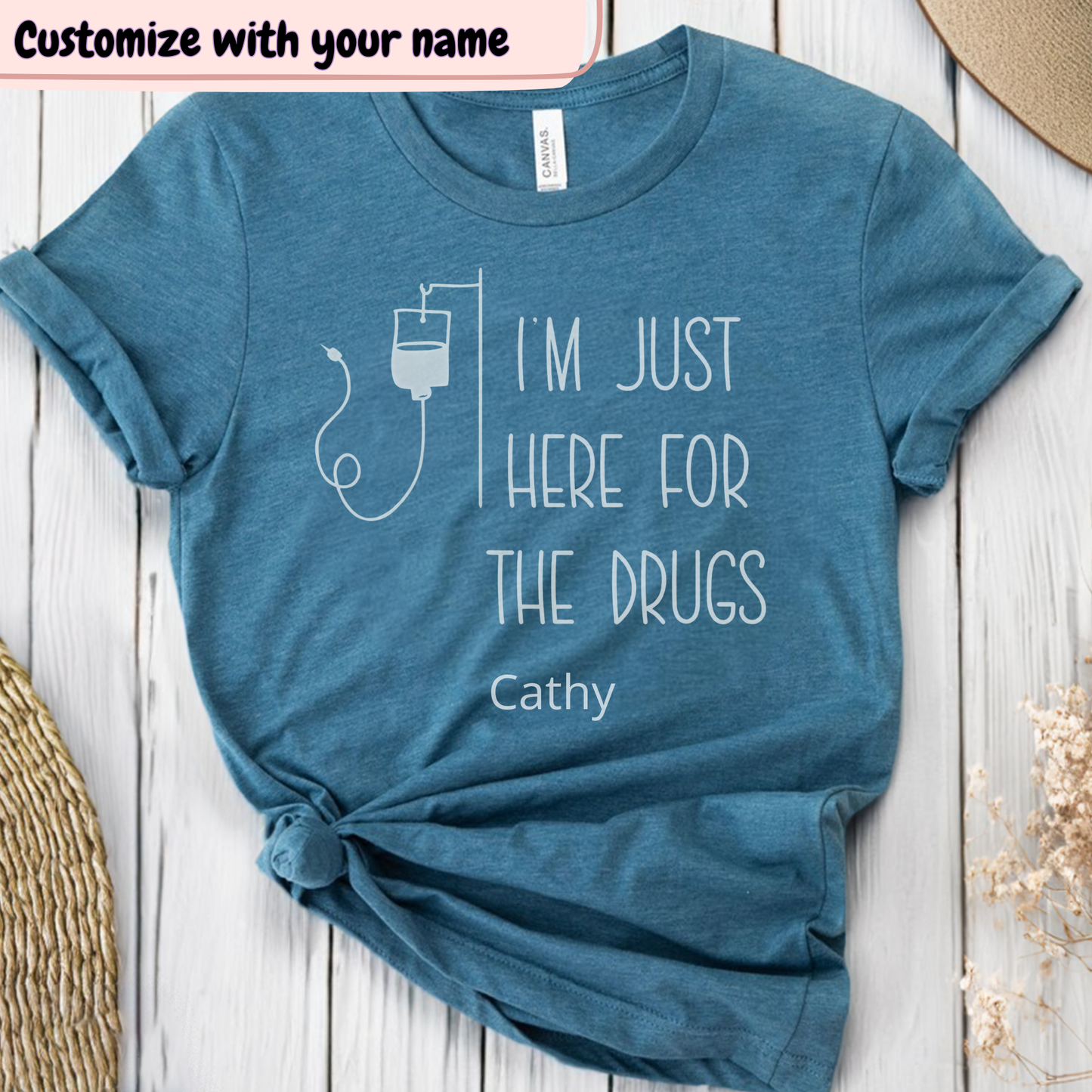 Just here🎗️(PERSONALIZED) Cancer Support T-shirt