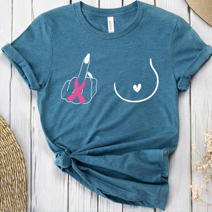Breast (Middle finger Right Side)🎗️ Cancer Support T-shirt