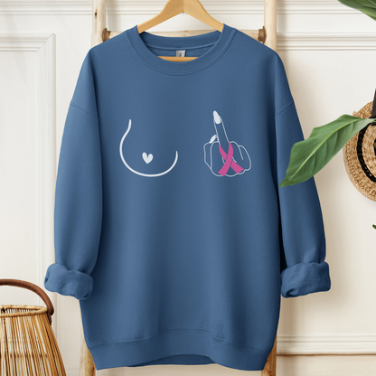 Breast (Middle finger left side)🎗️Cancer support Sweatshirt