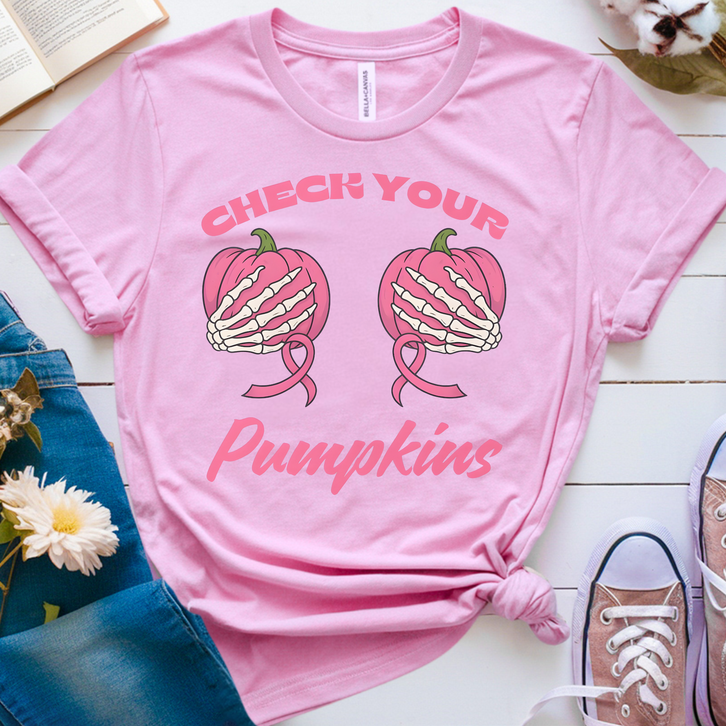 Check Pumpkins🎗️ Cancer Support T-shirt