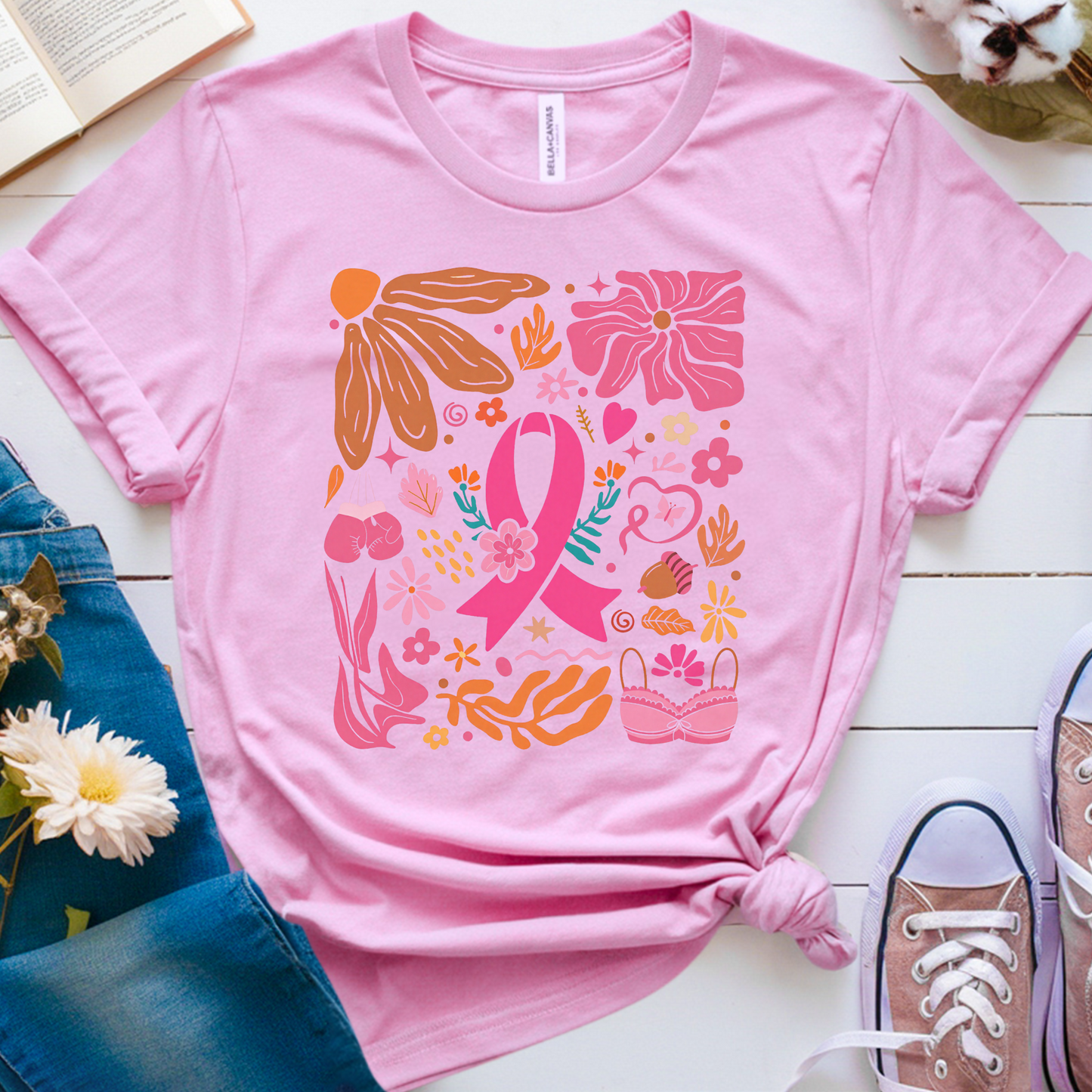 Flowers🎗️ Cancer Support T-shirt