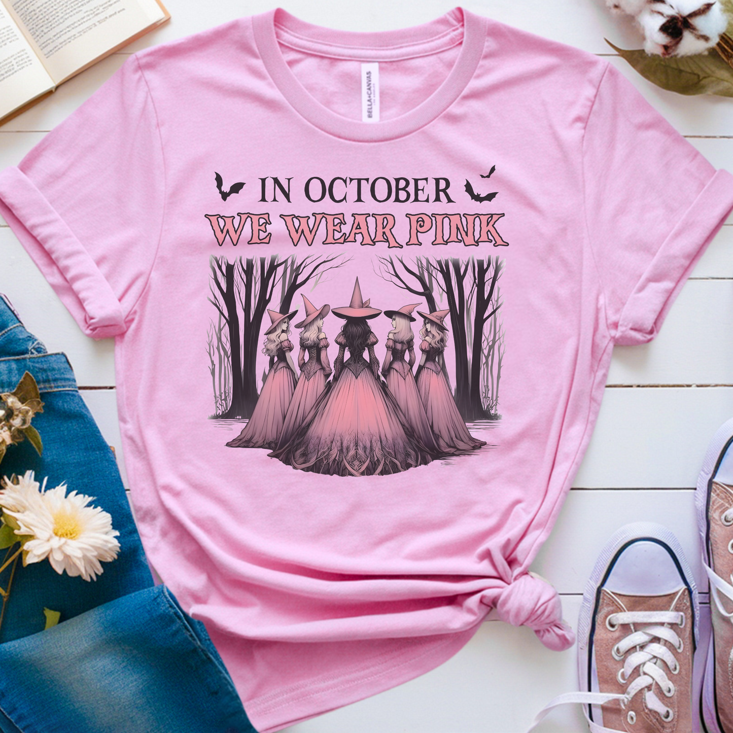 Witches October🎗️Cancer Support T-shirt
