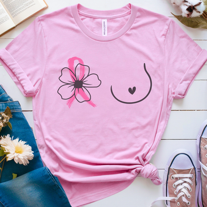 Breast (Flower on RIGHT side)🎗️ Cancer Support T-shirt