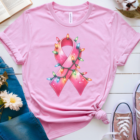 Light Ribbon🎗️ Cancer Support T-shirt (Christmas Limited Edition)