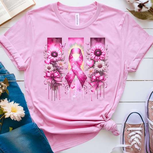 Breast Flowers🎗️ Cancer Support T-shirt