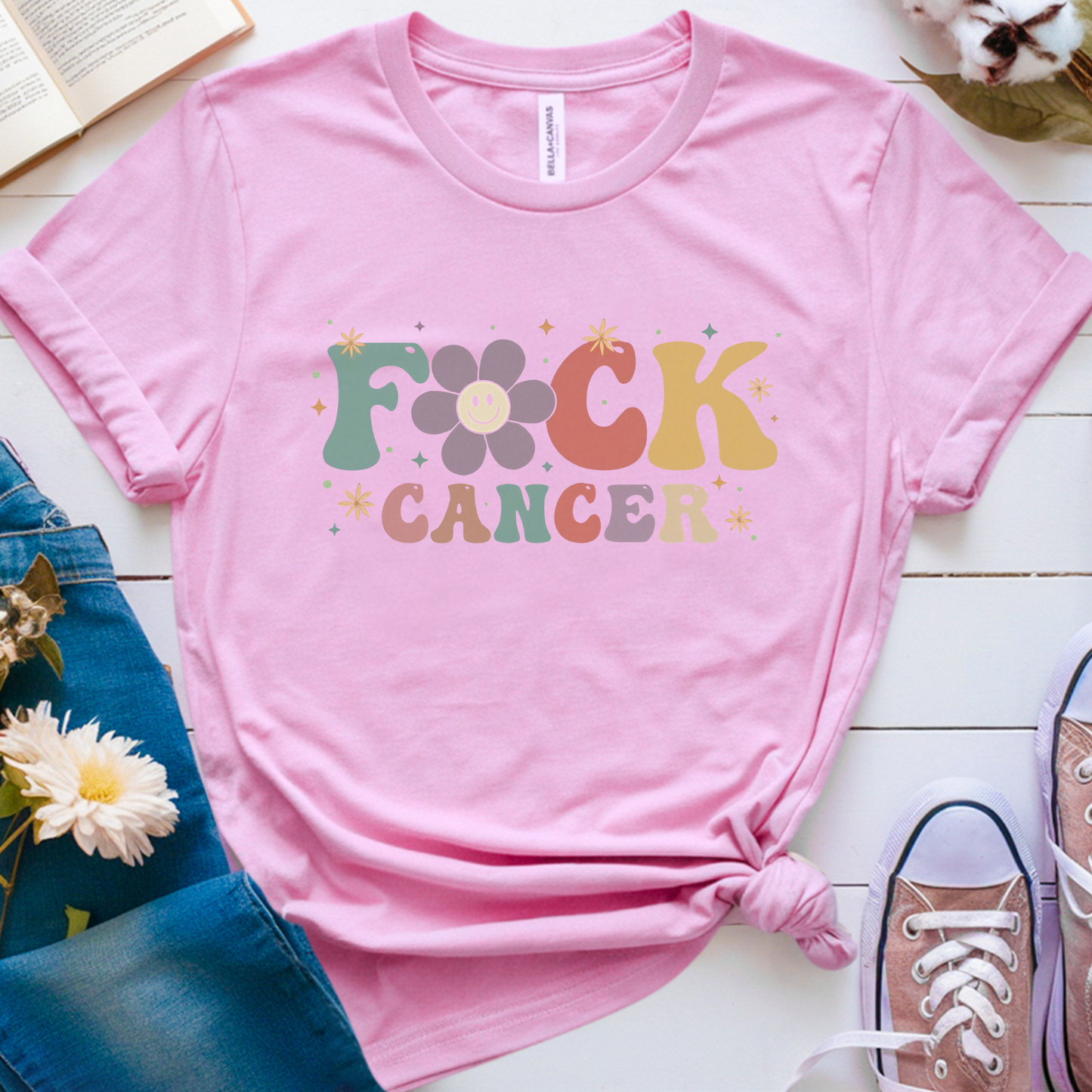 F. Cancer Flower🎗️ Cancer Support T-shirt