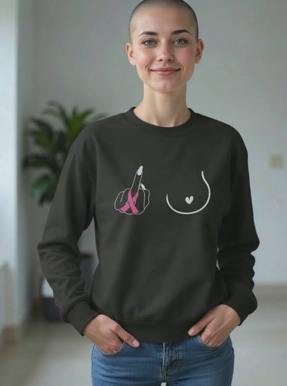Breast (Middle finger Right side)🎗️Cancer support Sweatshirt