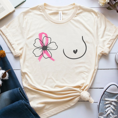 Breast (Flower on RIGHT side)🎗️ Cancer Support T-shirt