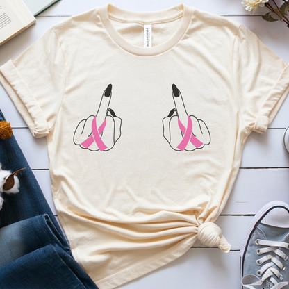 Breast (Middle finger 2 sides)🎗️ Cancer Support T-shirt