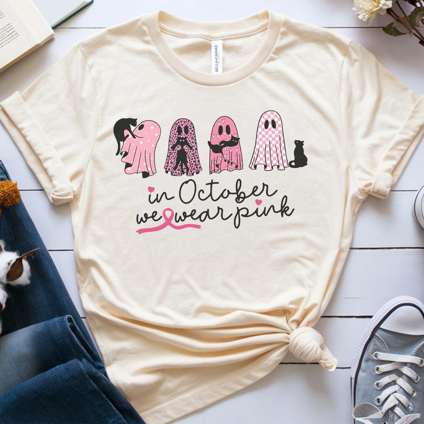 Ghosts October🎗️Cancer Support T-shirt