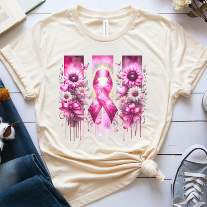 Breast Flowers🎗️ Cancer Support T-shirt