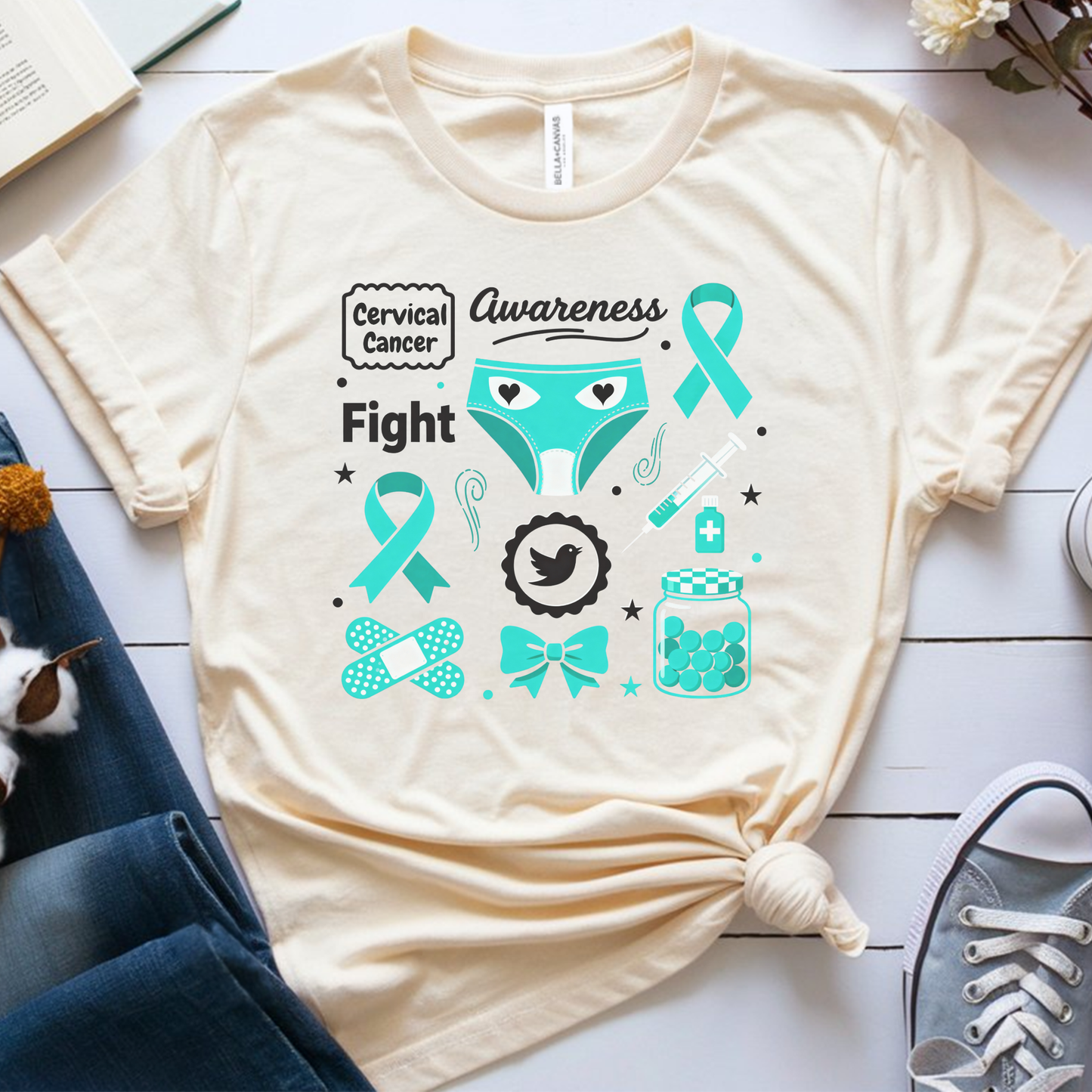Cervical Awareness🎗️ Cancer Support T-shirt