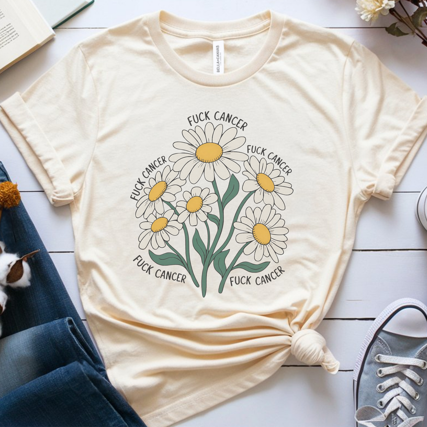 F. Cancer Daisy🎗️ Cancer Support T-shirt