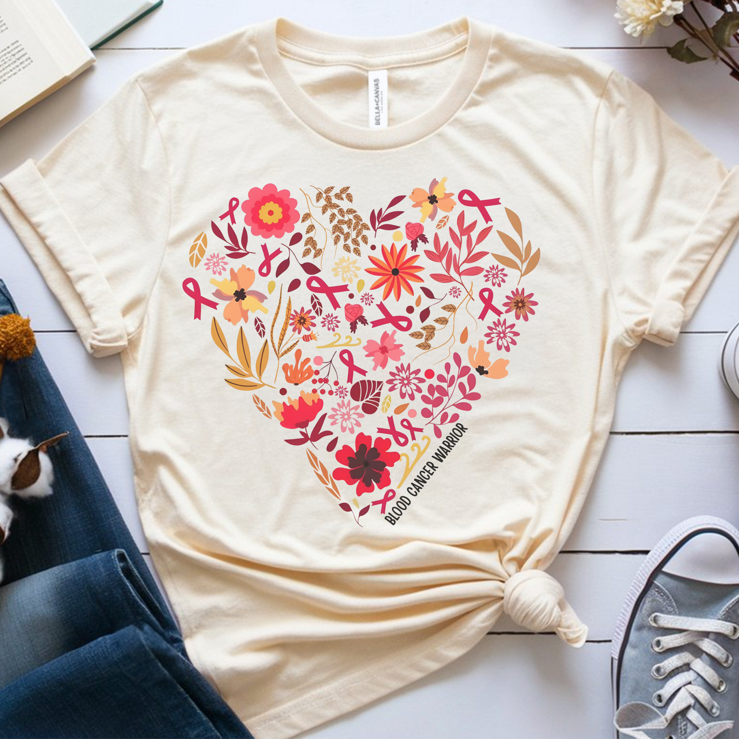 Blood Cancer Heart🎗️ Cancer Support T-shirt