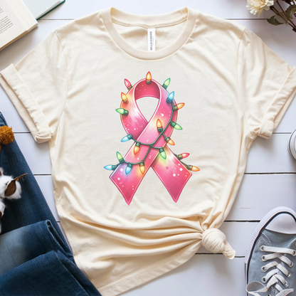 Light Ribbon🎗️ Cancer Support T-shirt (Christmas Limited Edition)